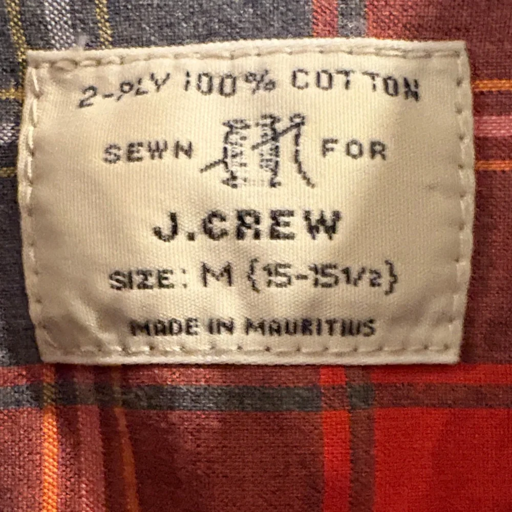 Men's J. Crew Red‎ & Gray Plaid Button Down Shirt size Medium